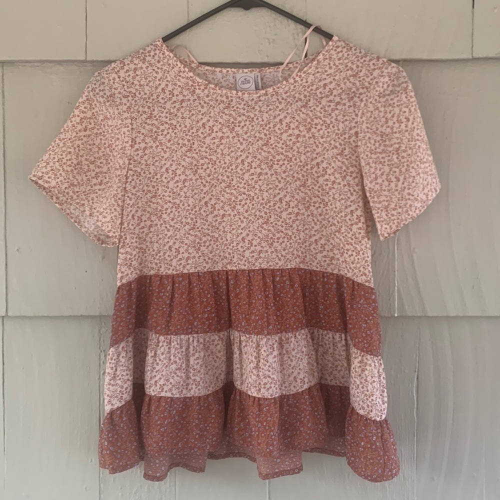 Paper Crane Pink and Brown Floral Top
